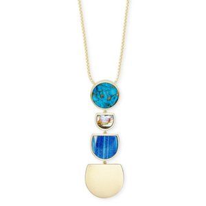 Kendra Scott Luna Gold Long Pendant Necklace In Blue Mix